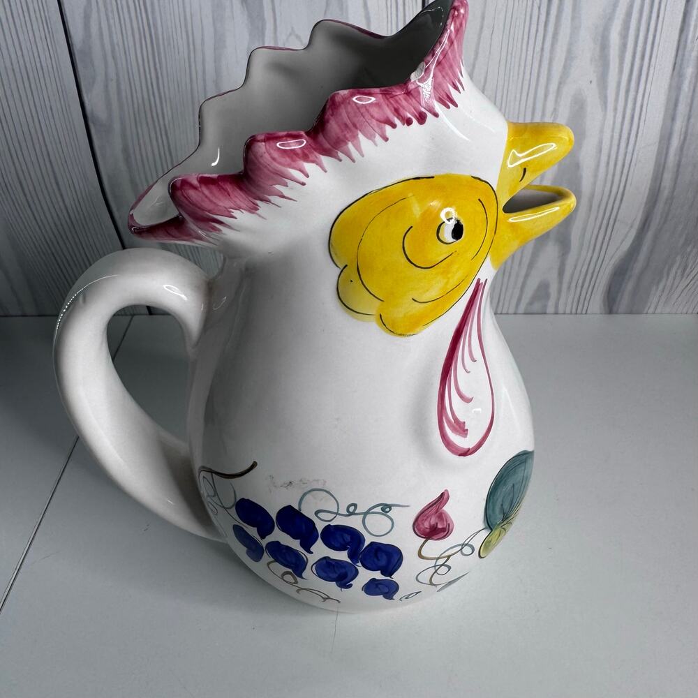 Vintage Mesa International Rooster Pitcher Hand Painted